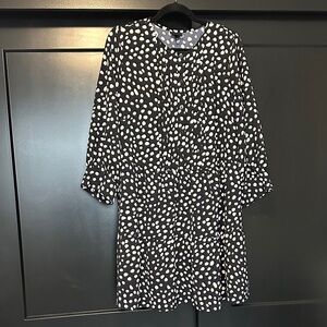 Who What Wear Black and White Polka Dot Dress